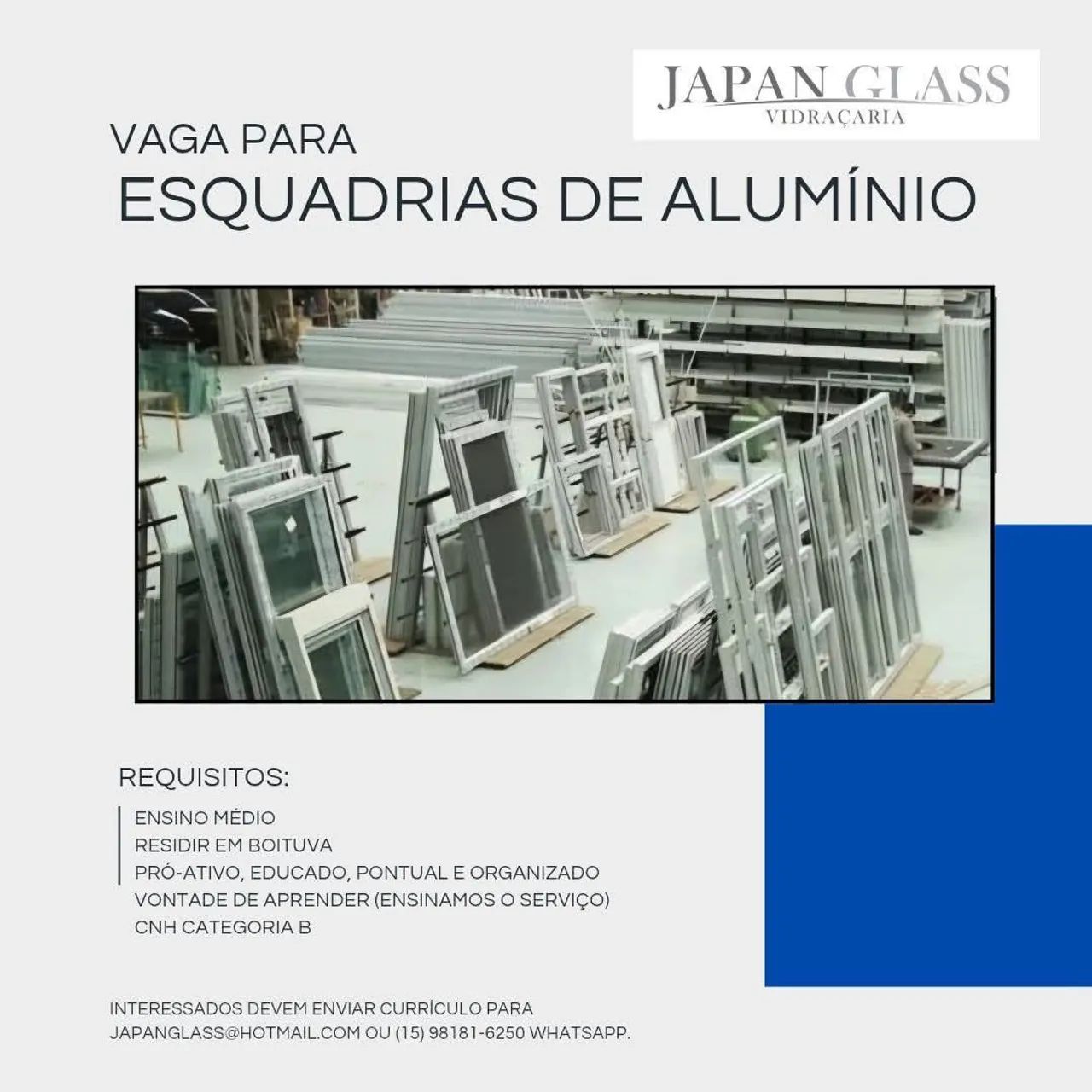 Vaga para Esquadria de Alumínio 