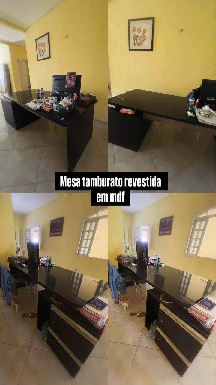 Mesa revestida em mdf preta
