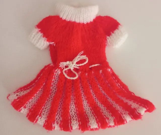 Roupa Para Boneca - Vestido Vermelho e Branco (Antigo)