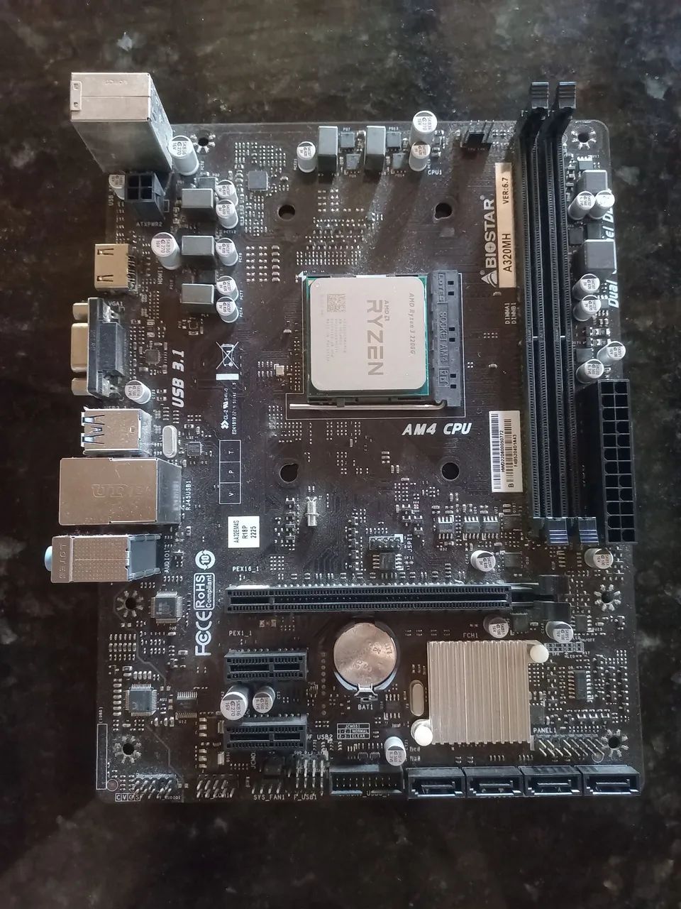 ryzen 3 2200g + biostar a320mh 
