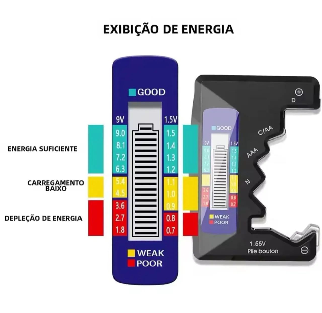 Testador de pilhas e baterias, medidor de capacidade  - Foto 2