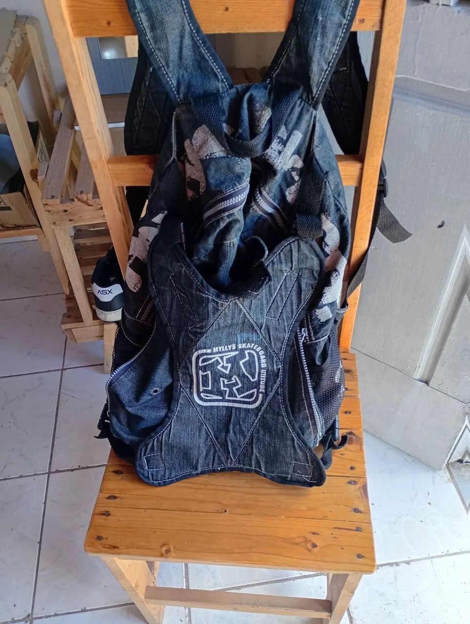 Mochila jeans Myllys antiga - Foto 4