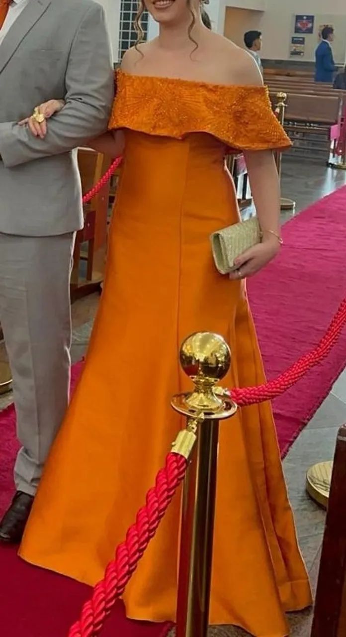 VESTIDO LONGO TERRACOTA BORDADO - Foto 2