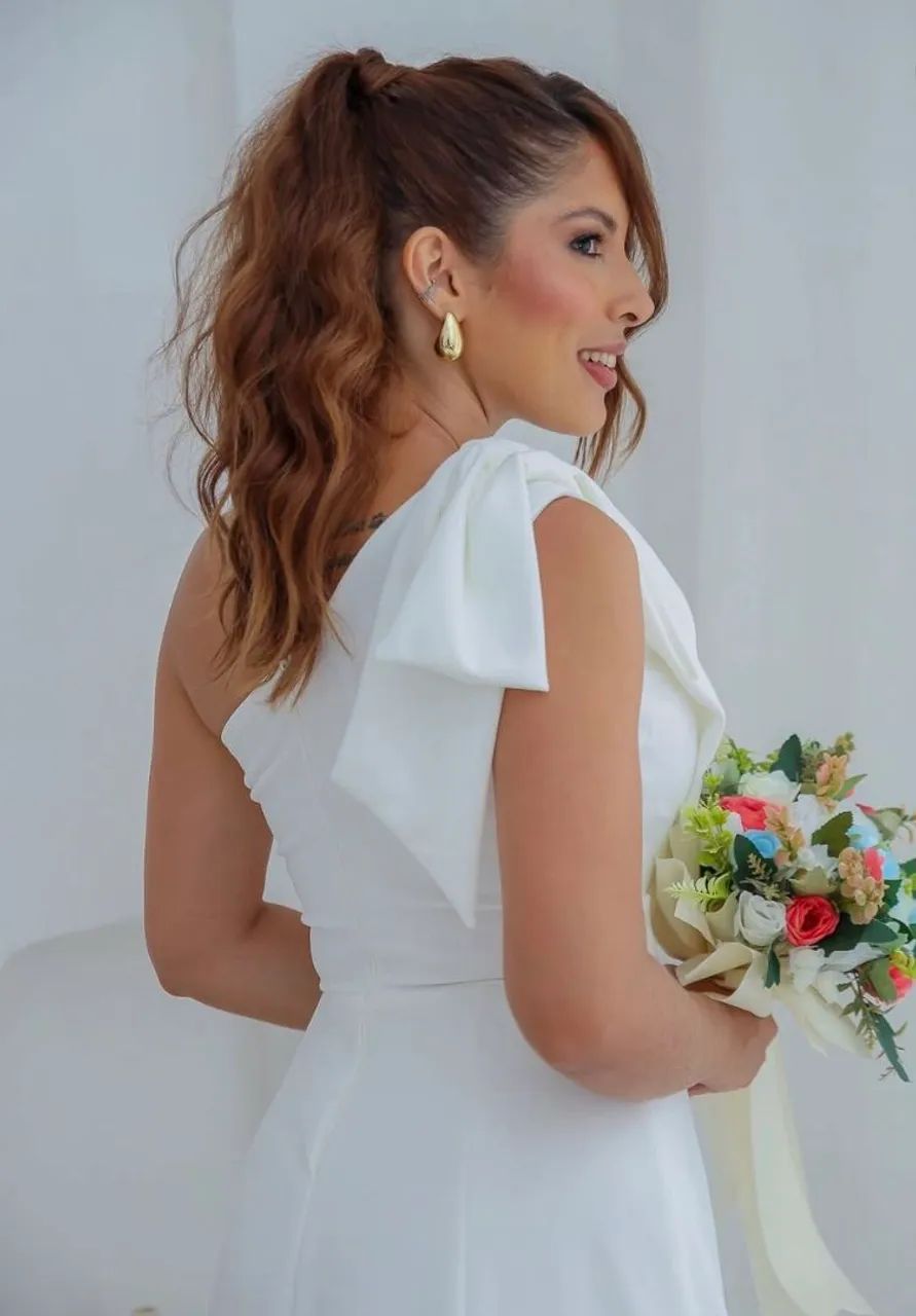 Vestido Mídi Branco - Casamento Civil - Foto 3