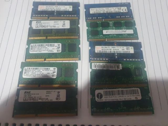 Lote 10 memórias 4 GB - ddr3