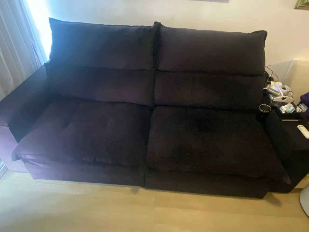 Sofá preto usado retrátil - Foto 3