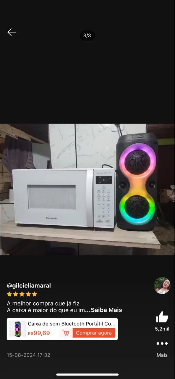 CAIXA DE SOM BLUETOOTH COM LED RGB - Foto 2