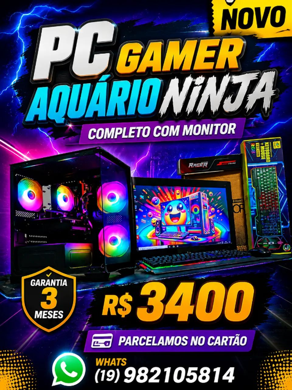 PC GAMER COMPLETO TOP COM GARANTIA NOVO NA CAIXA