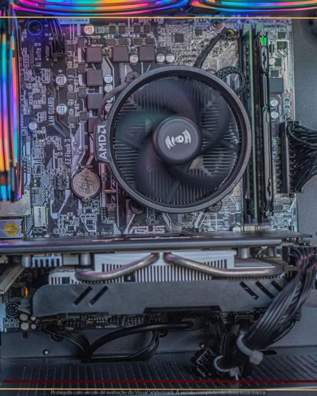 Computador Ryzen 3 2200G, 16gb, NVMe 128gb+HD 2tb, RX 580 8gb, Fonte MSI 500W - Foto 3