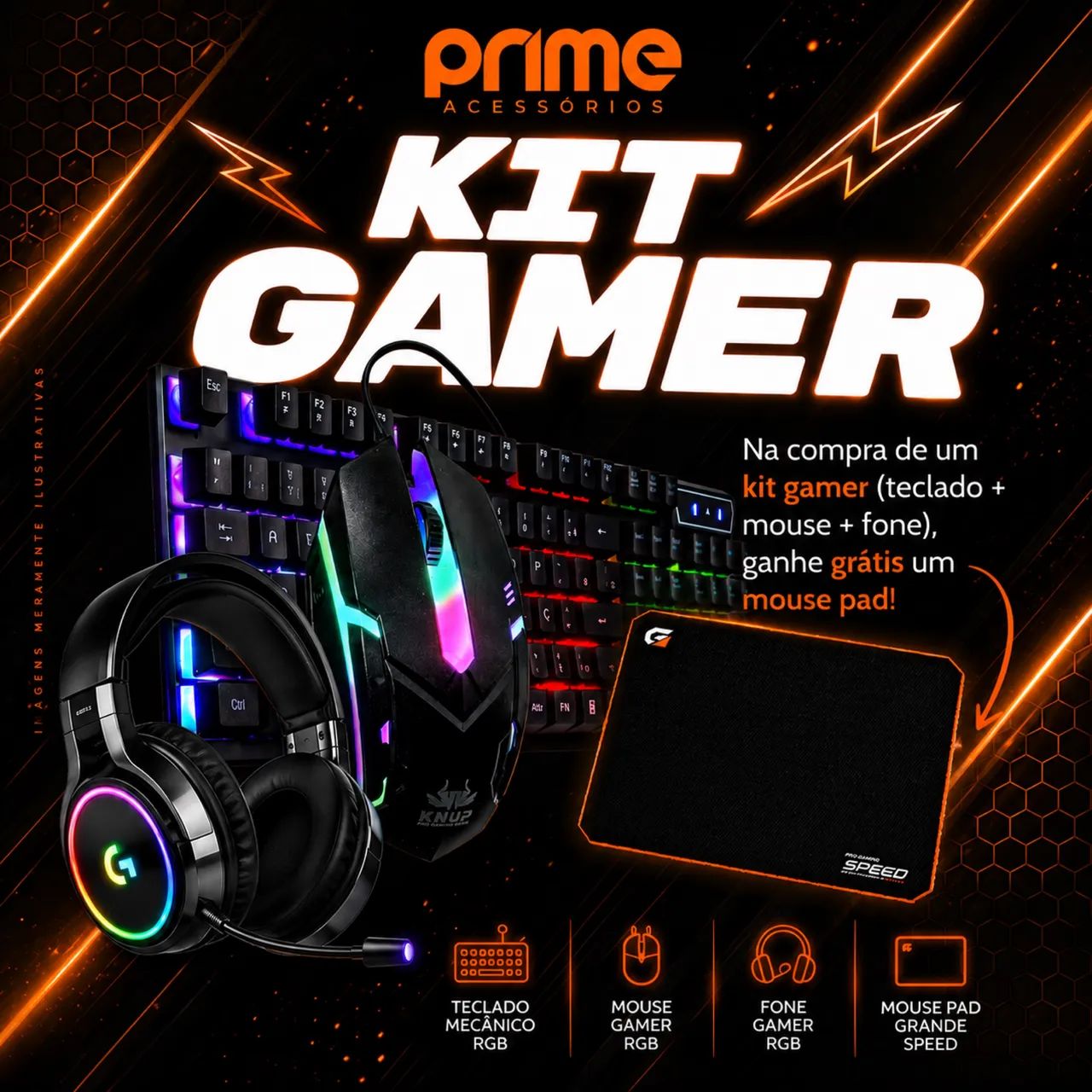 Kit Gamer Completo com Excelente Custo-Benefício