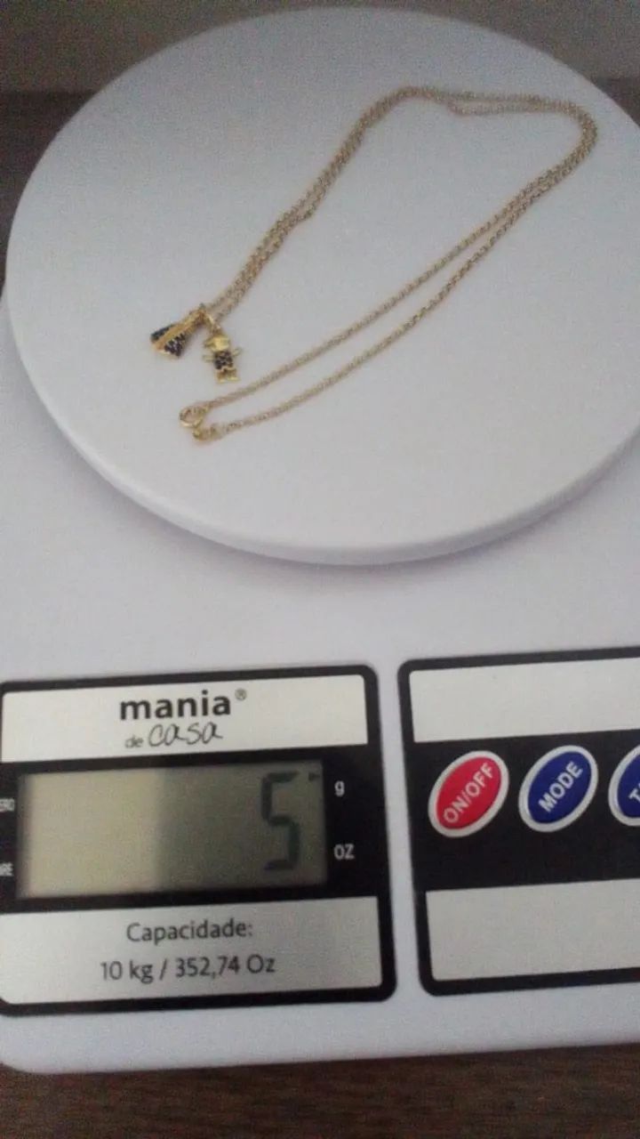 Corrente de Ouro 18k com 2 pingentes em Ouro 18k e Zircônia - Foto 2