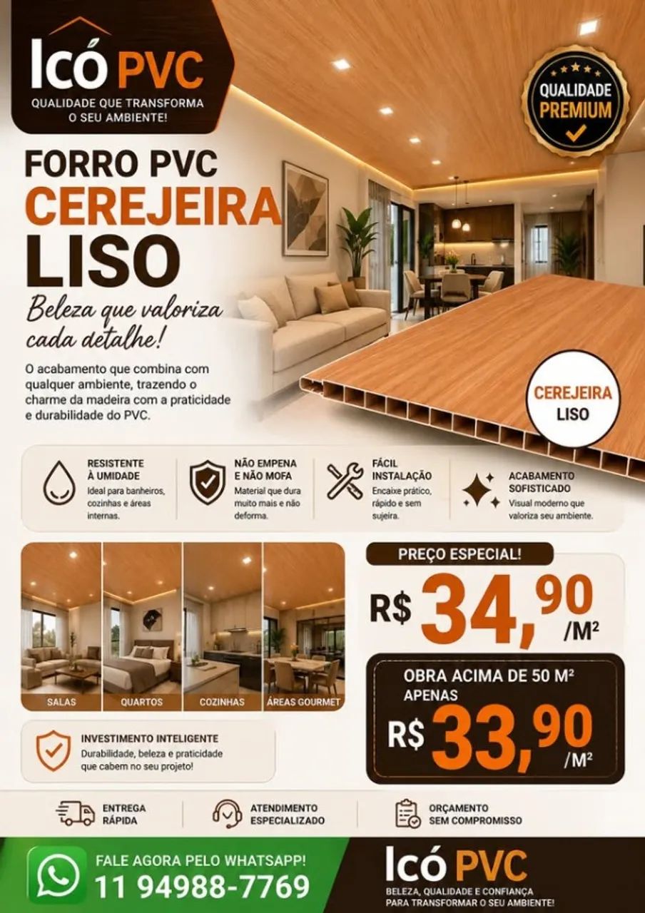 FORRO PVC CEREJEIRA LISO PREMIUM