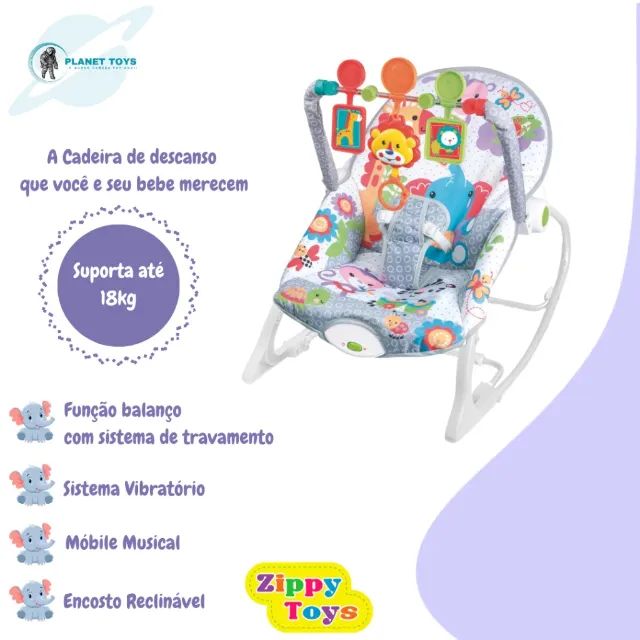 Cadeira de Descanso e Balanço para Bebê Vibratória Com Musical e Brinquedos