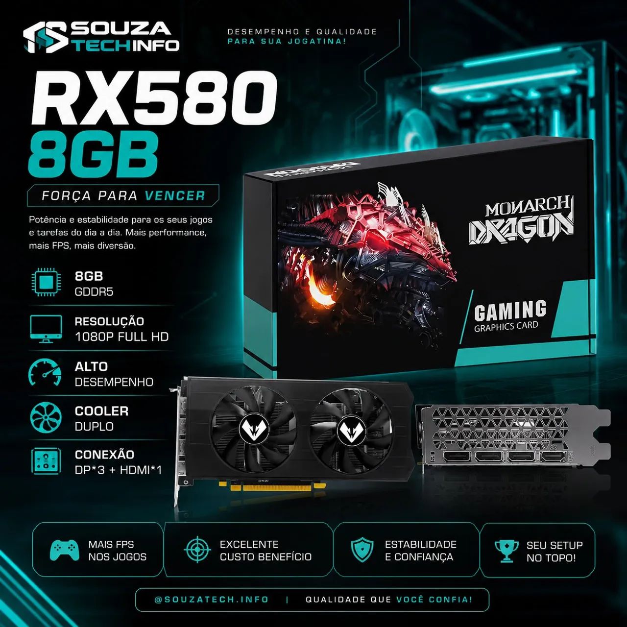 Placa de Vídeo Rx580 8gb 
