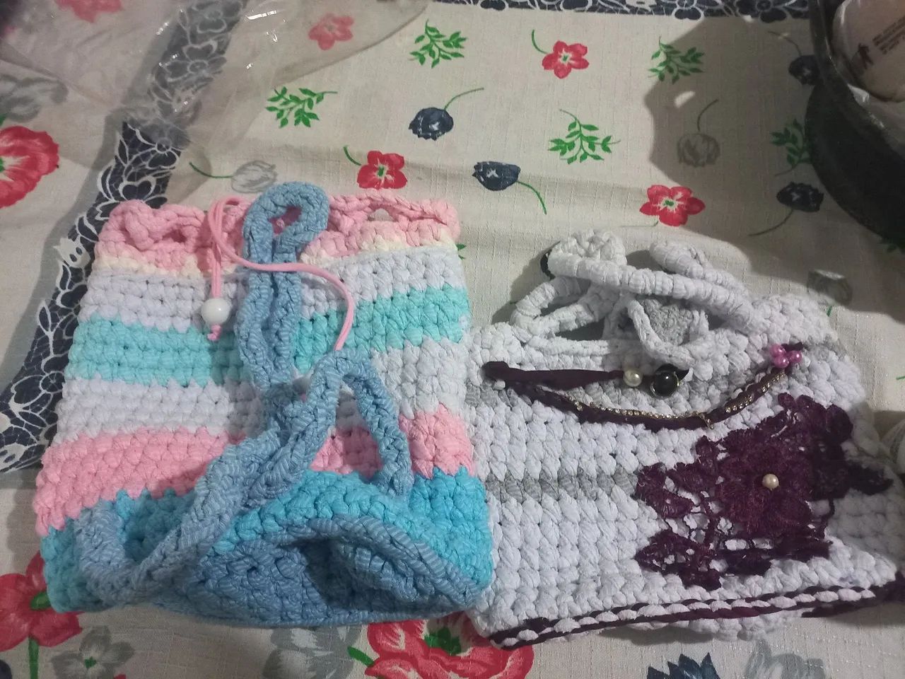 Bolsa de crochê fio de malha - Foto 2