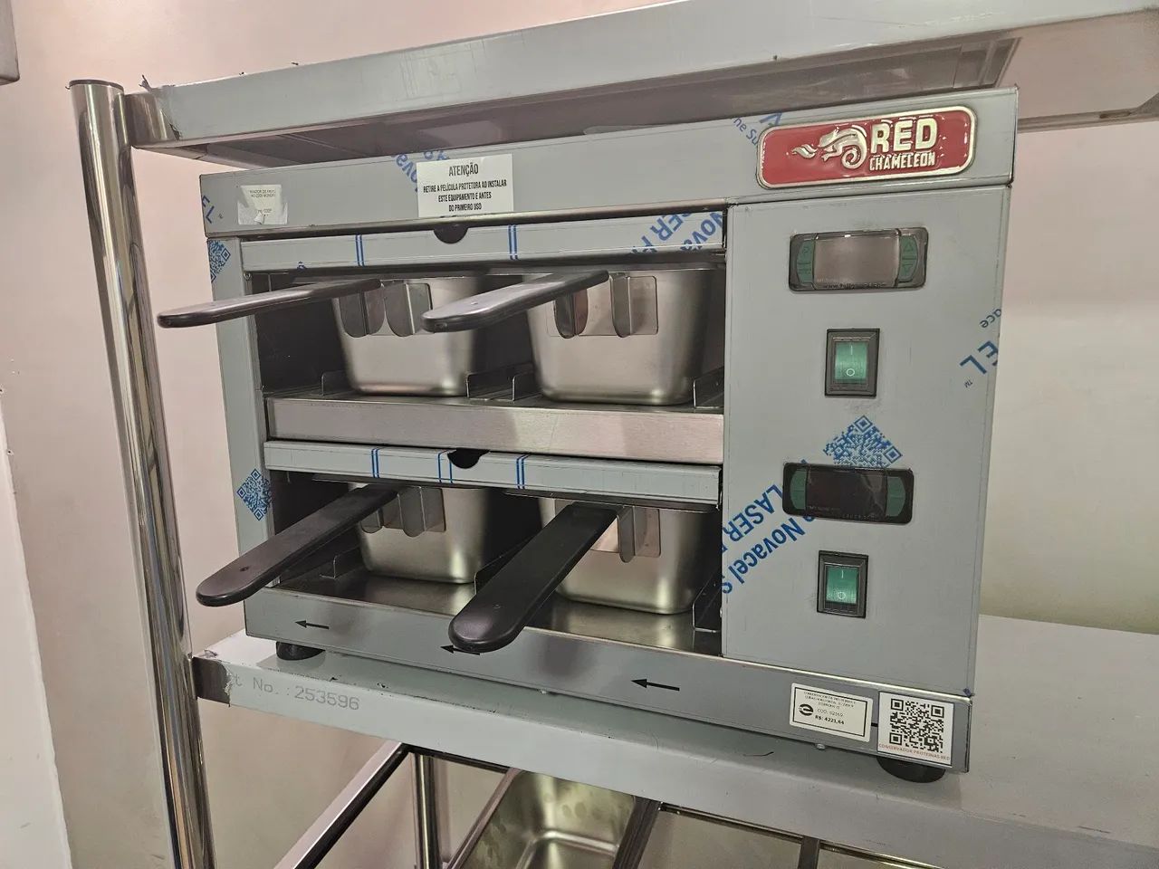 conservador de proteínas inox 4 bandejas - a pronta entrega 