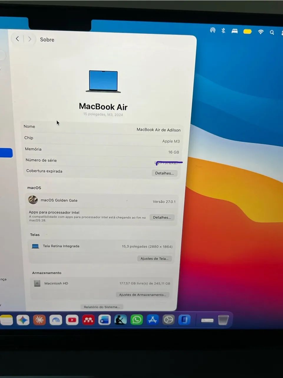 MacBook Air M3 - 16 gb RAM - tela 15,3 Polegadas - Foto 2