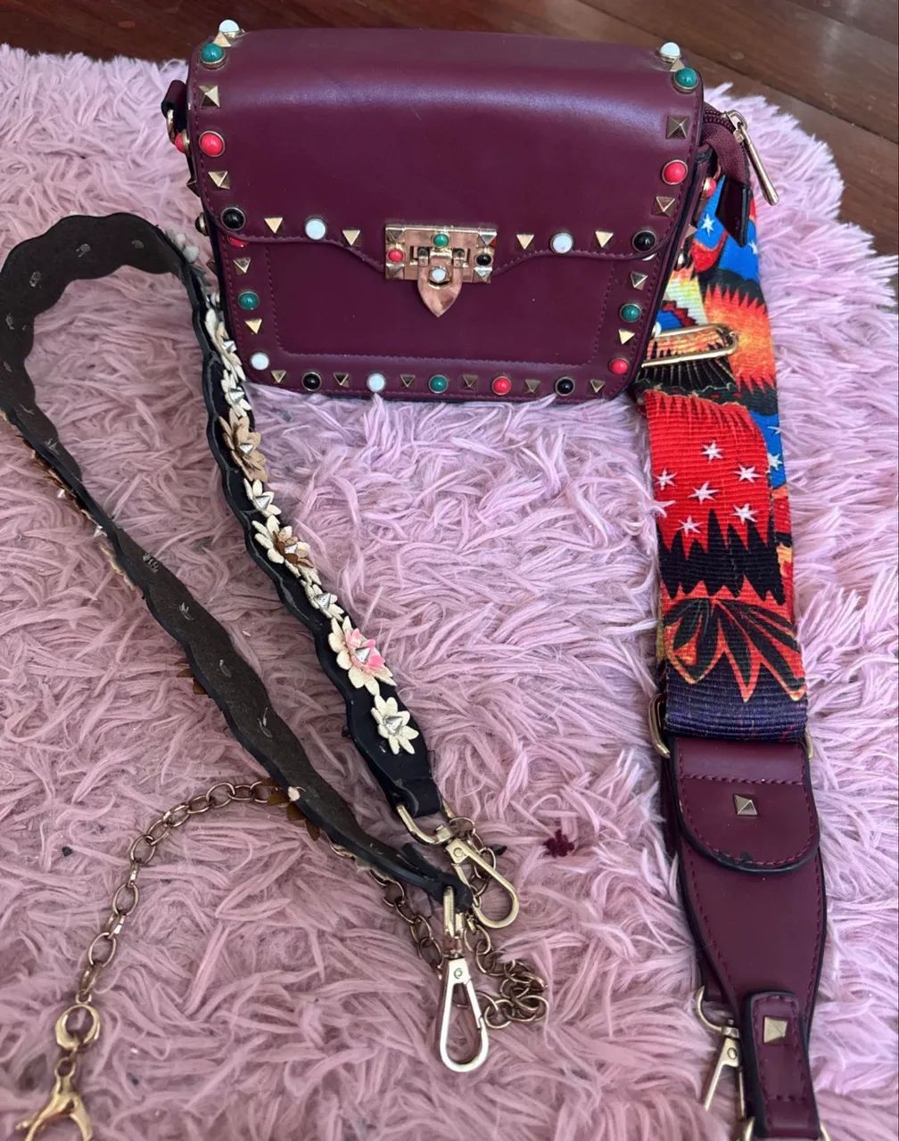 Bolsa couro vinho estilo fendi - Foto 3
