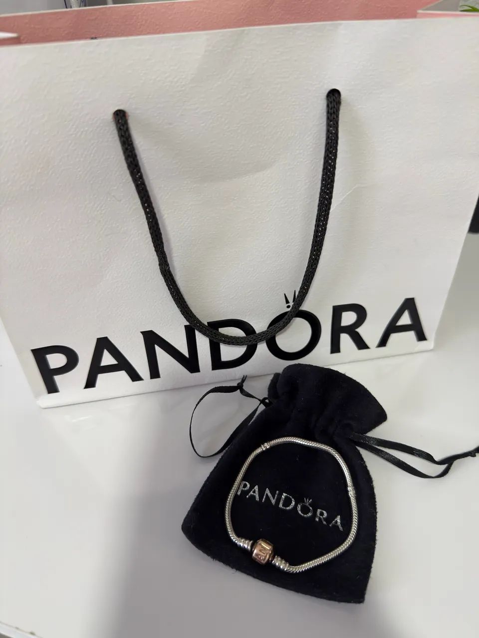 Pandora pulseira prata com fecho ouro rosê - Foto 2