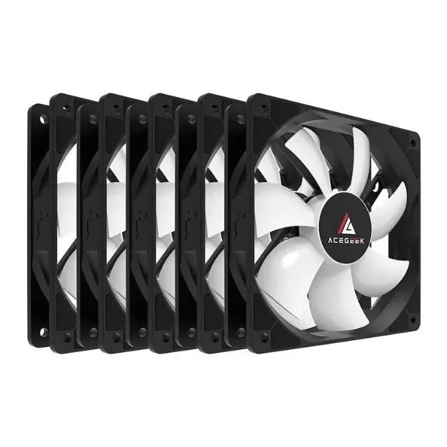 Kit 5 fans cooler Acegeek Rainbow, 5x120mm, Preto (RGB não