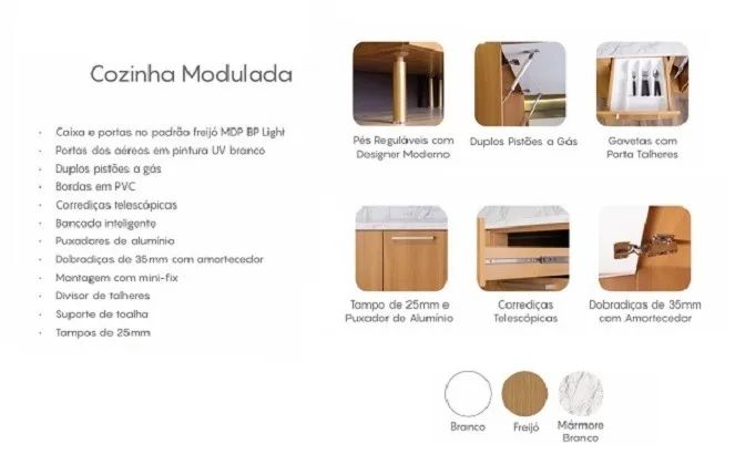 Cozinha Modulada/3,20L+Bancada/1,36L/ENTREGA E MONTAGEM, R$8.429,56! - Foto 5