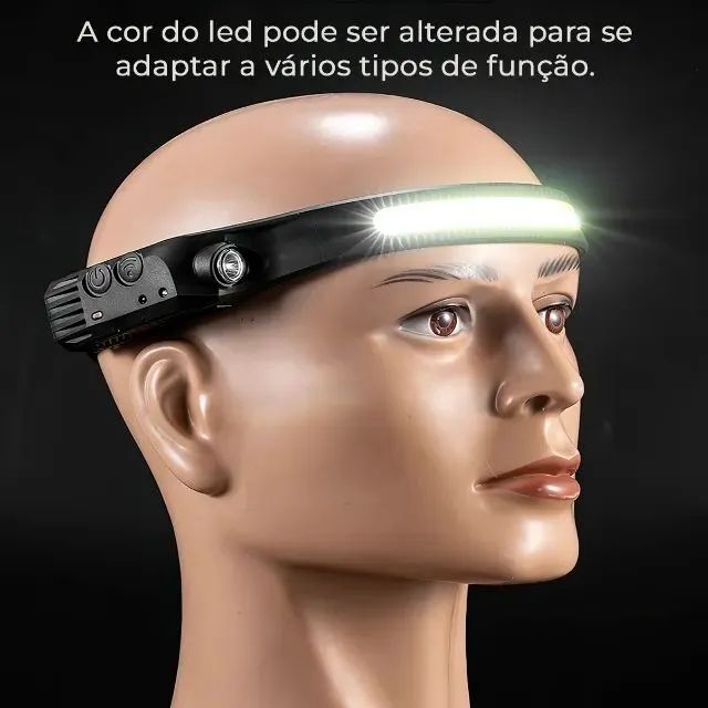 Lanterna de Cabeça Recarregável, com sensor de movimento!!! Acampamento - Foto 2