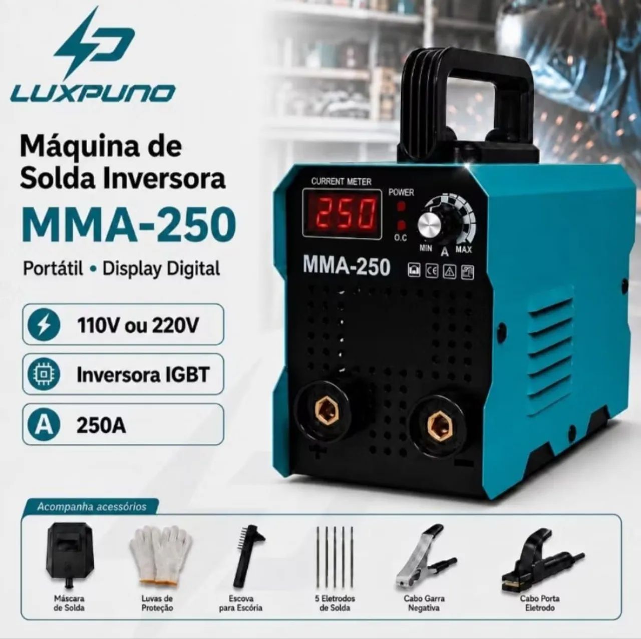 Máquina de solda 250a 110v zero 