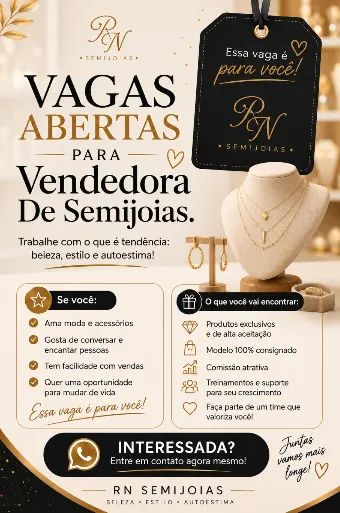 Vendedora de Semijoias - 100% Consignado e Sem Investimento