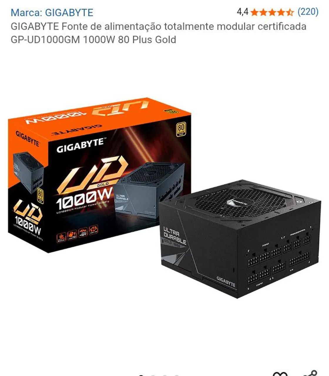 Fonte 1000w gigabyte Gold modular 