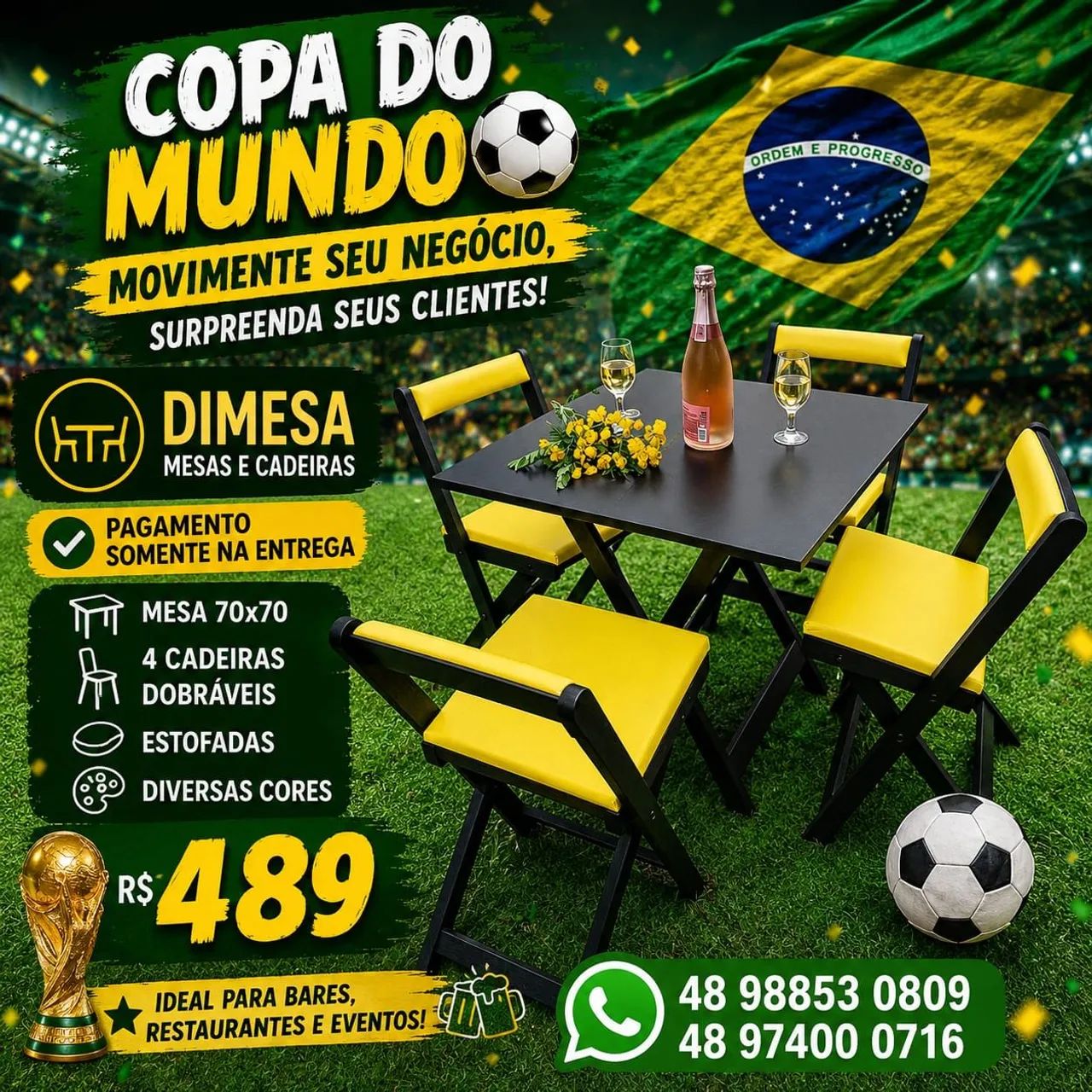 Conjunto de mesas e cadeiras dimesa direto da fábrica. Entrega rápida pague na entrega 