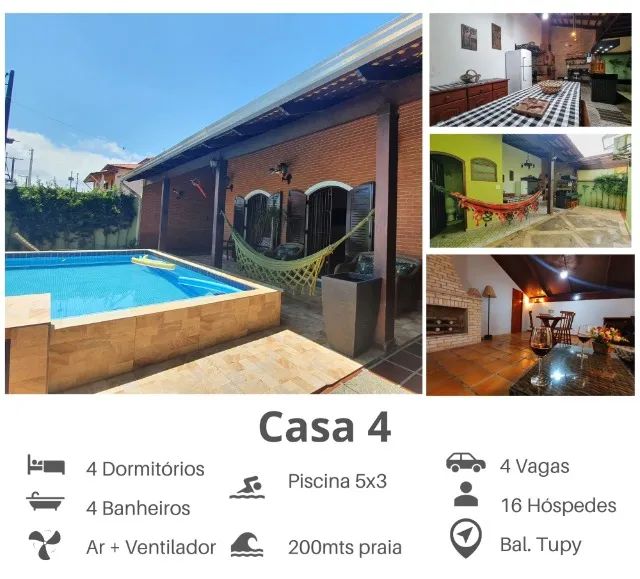 Casas Temporada Itanhaém - Piscina Aquecida, Churrasqueira,  Ar Condicionado - Foto 13