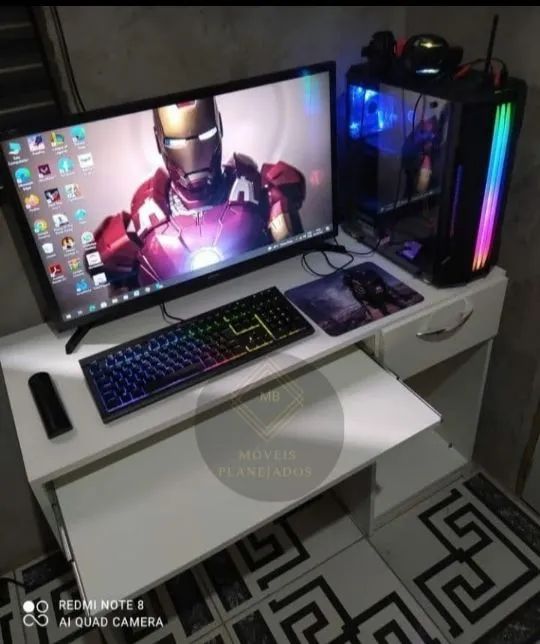 Mesa para computador nova 100% MDF branco. - Foto 2