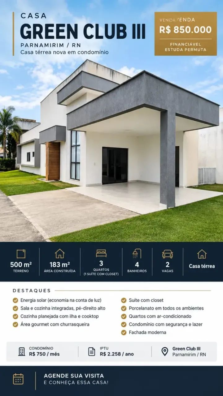 Casa linear no Green Club 3