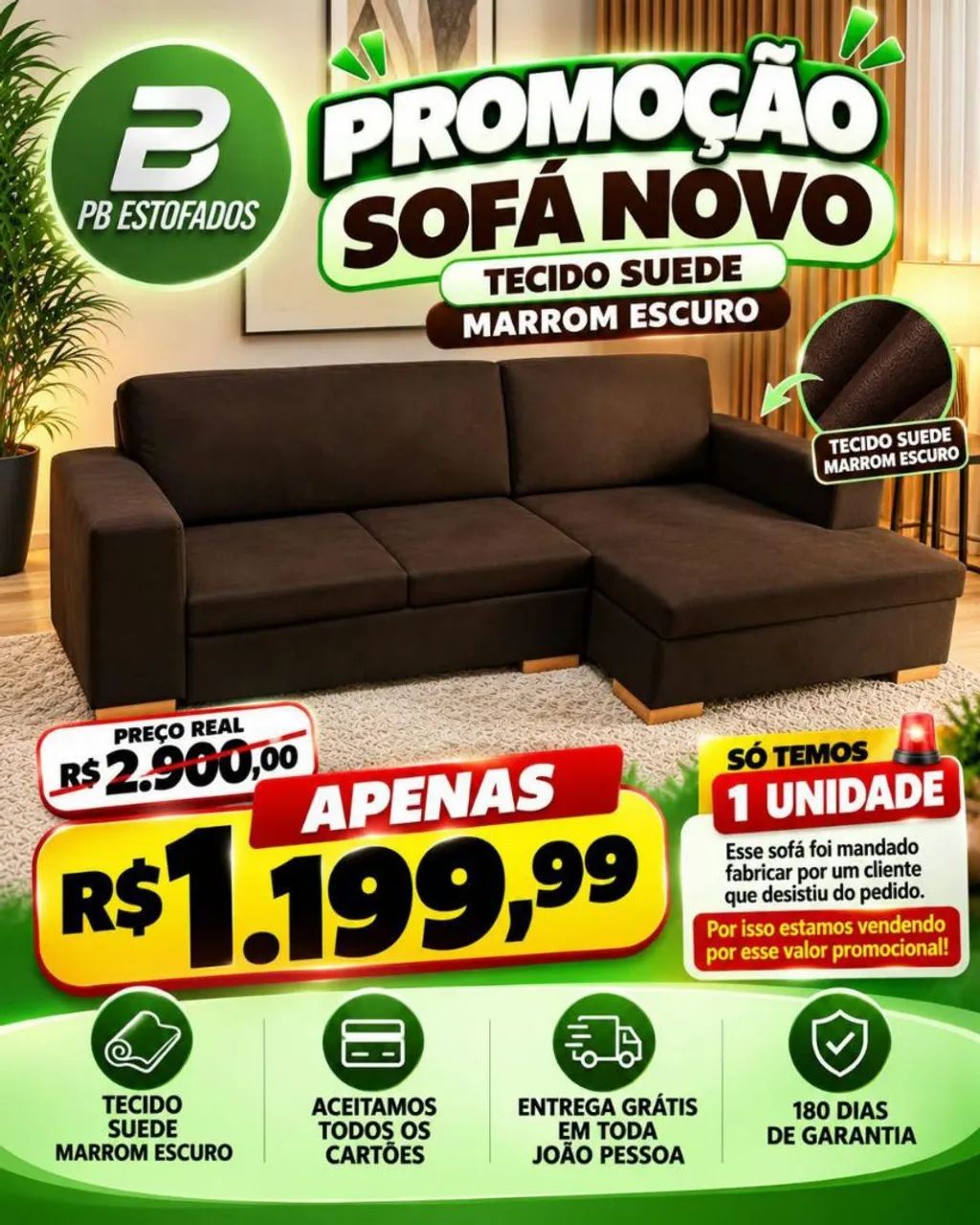 Sofa novo 3 lugares com chease 