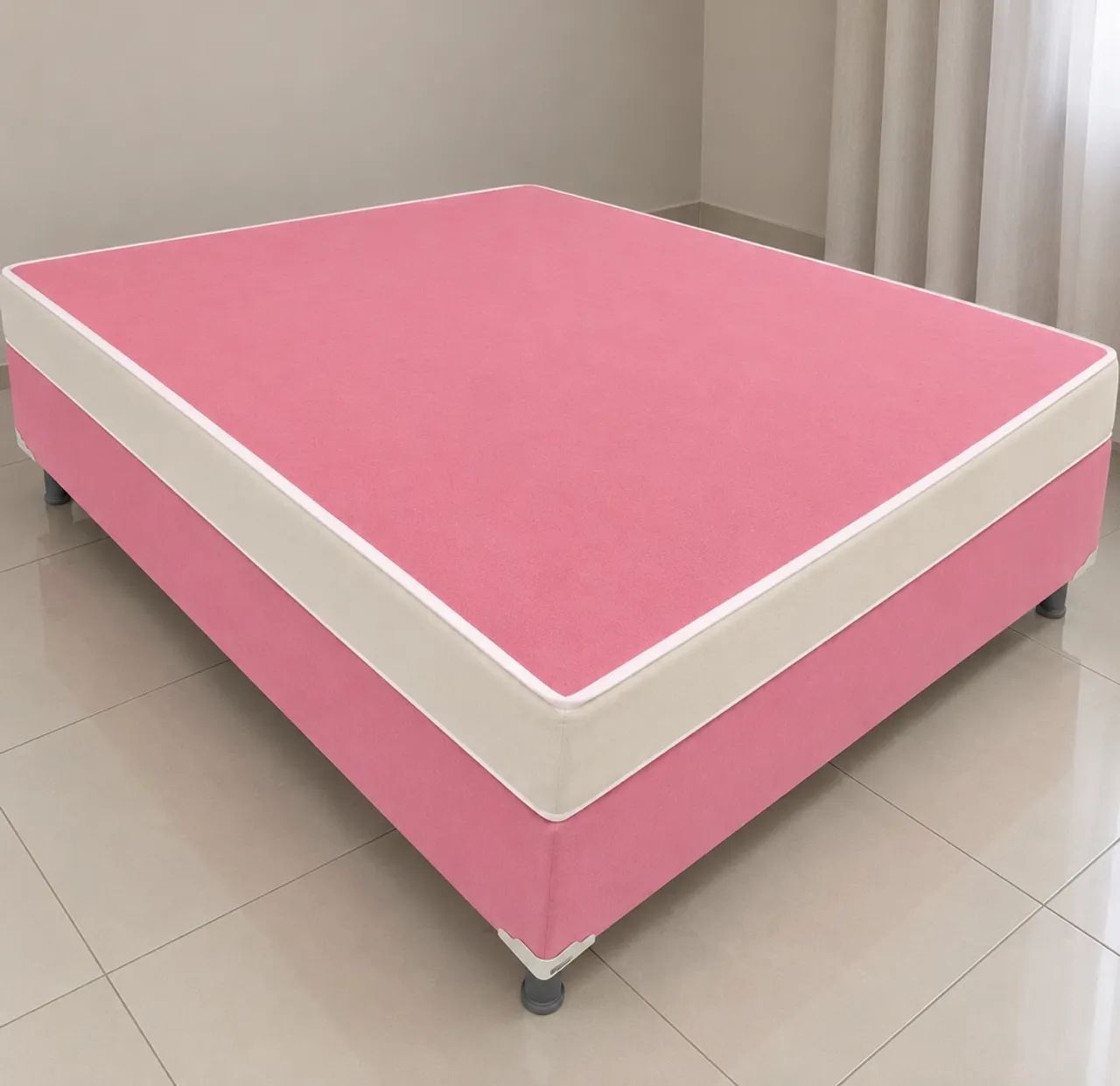 Cama casal rosa 