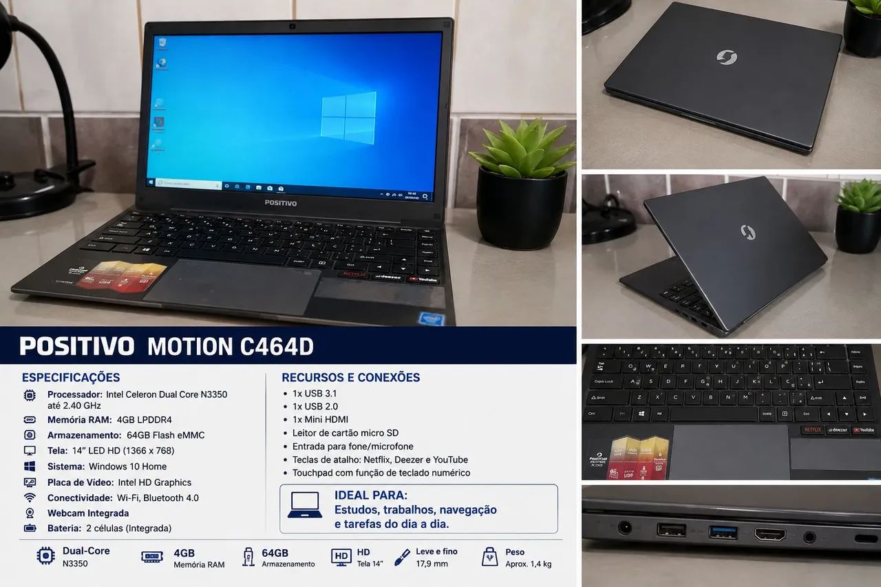NOTEBOOK POSITIVO MOTION C464D 14" - 4GB RAM - 64GB - INTEL CELERON - Foto 2