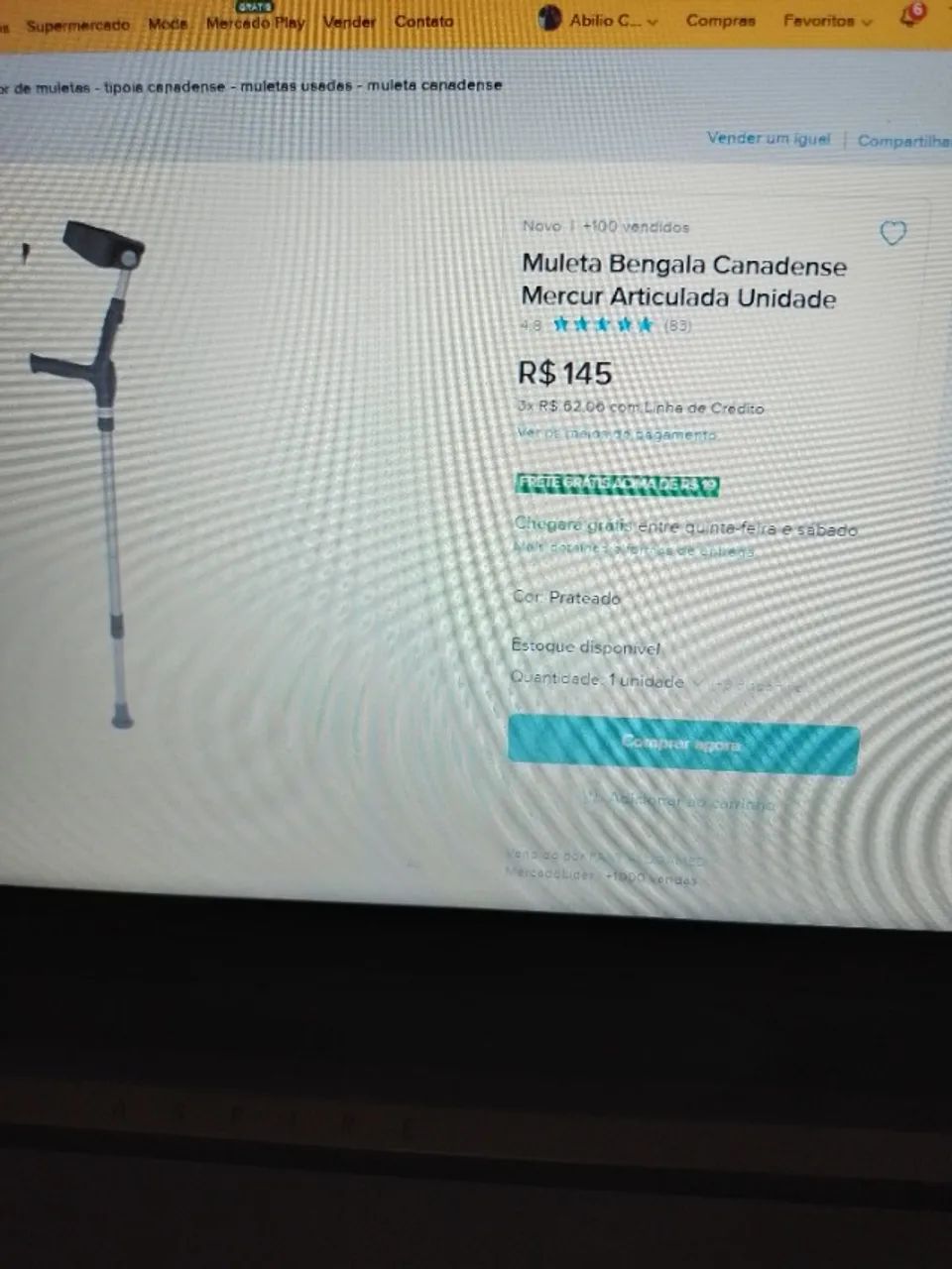 Vendo muleta canadense articulada com regulagem de altura, usada. - Foto 2
