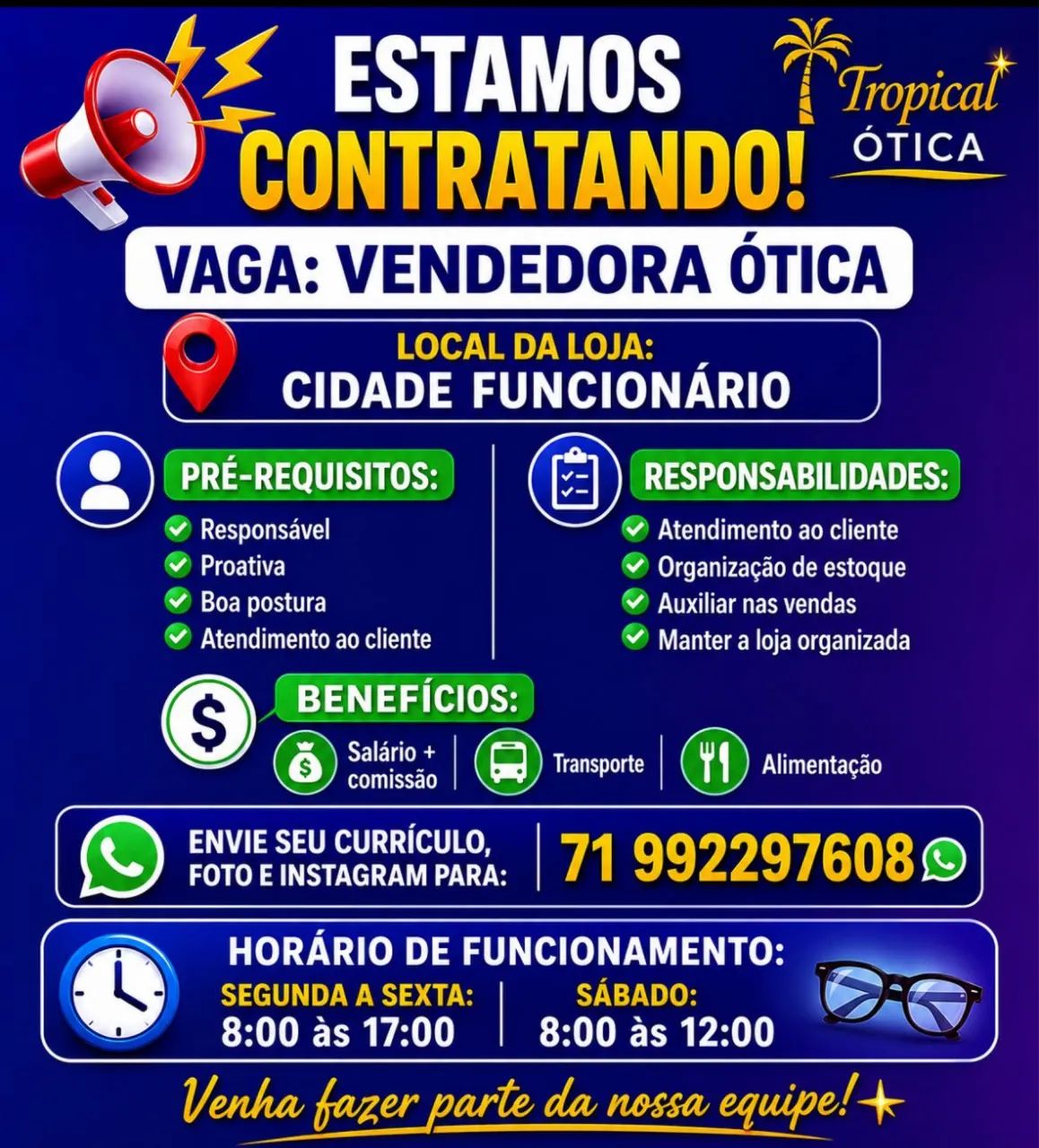 Vaga para vendedora 