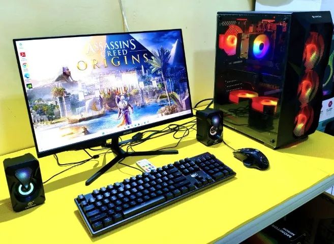 PC Gamer Xeon Placa Vídeo RX 580 8gb Ssd 512 Hd 1Tb 16gb Memoria Ddr4 Tela 24 180Hz 