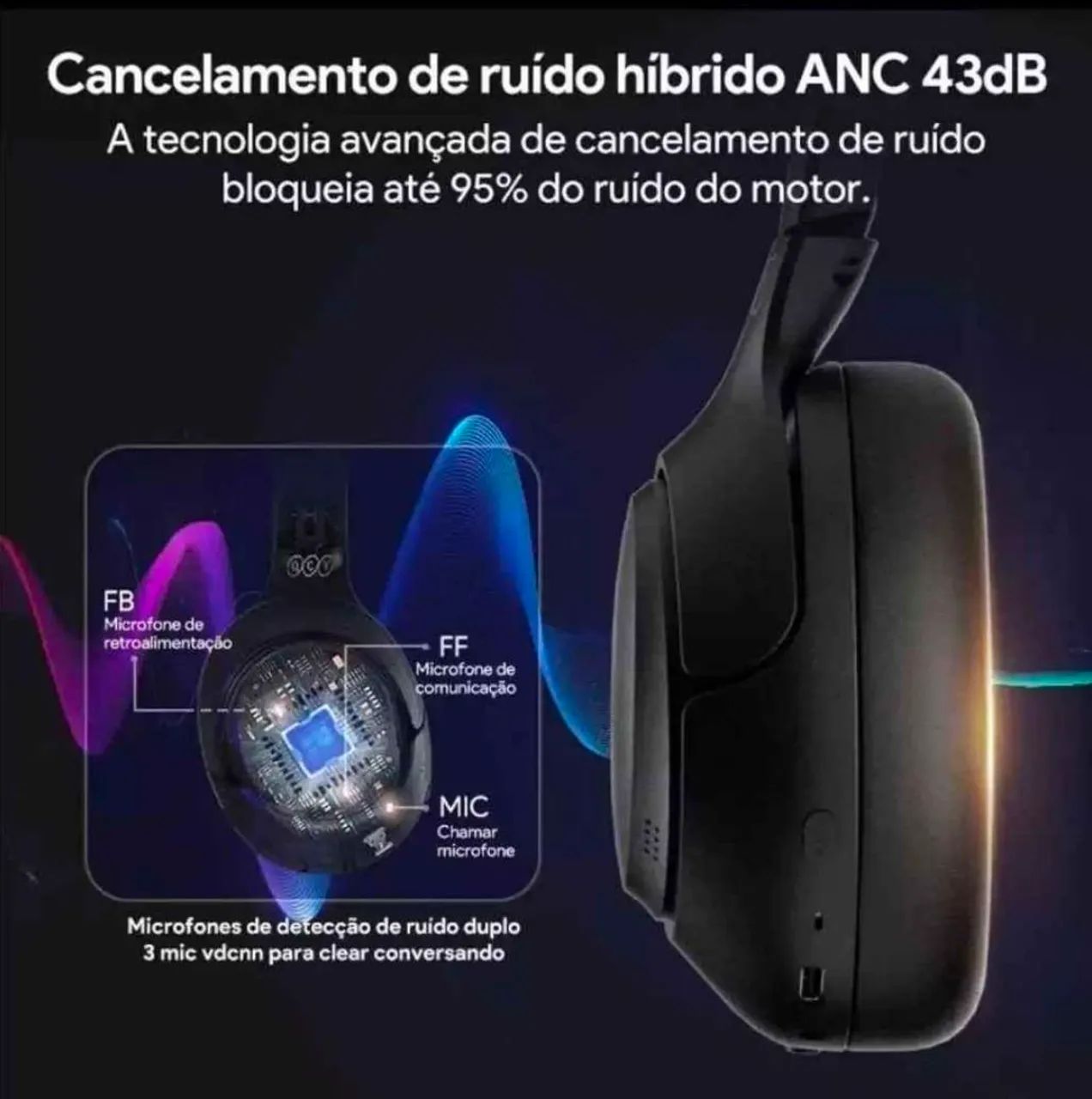 Fone QCY H3 ANC preto - Foto 2