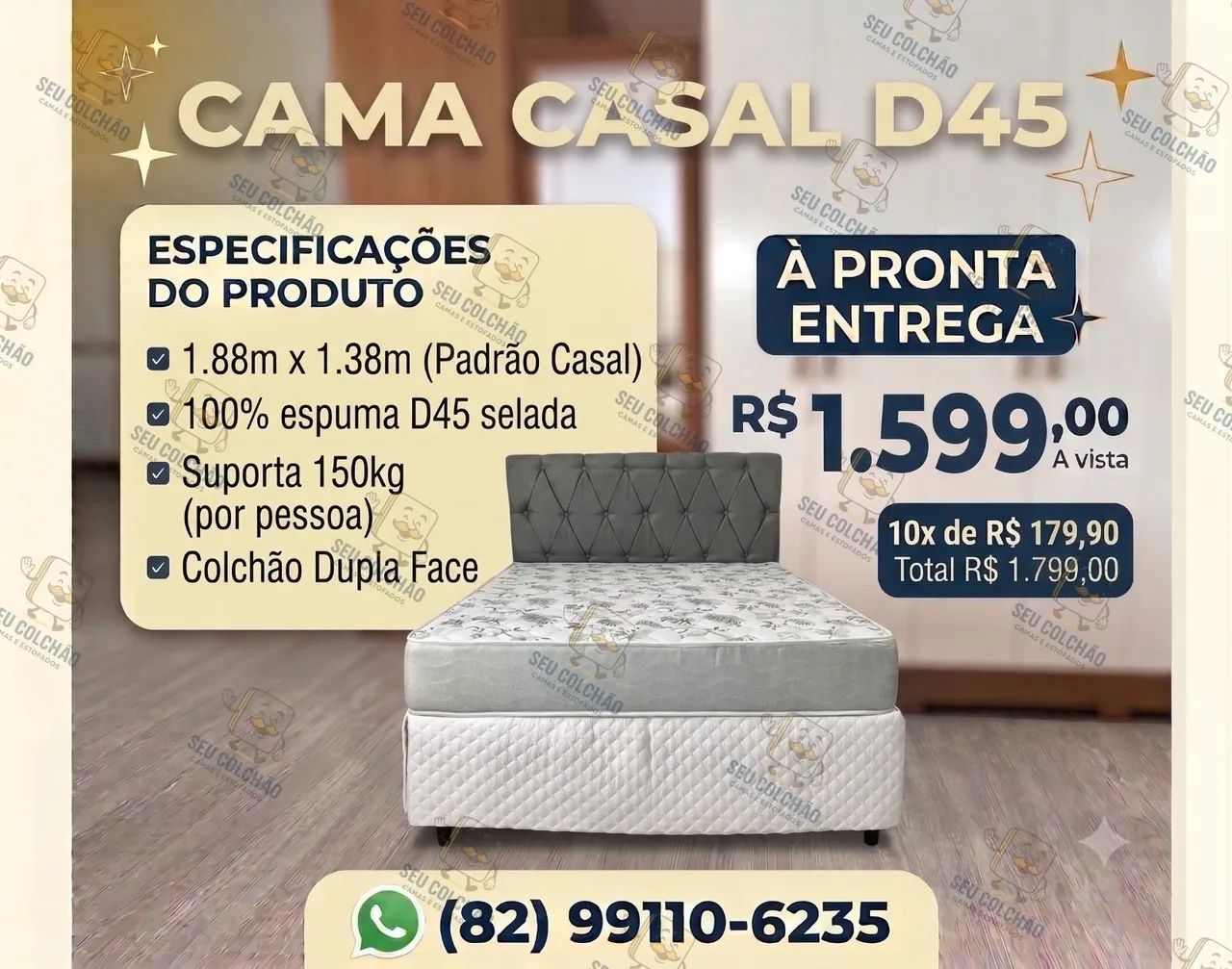 Base + Colchão Max Saúde D45 Reconflex Casal À Pronta Entrega 