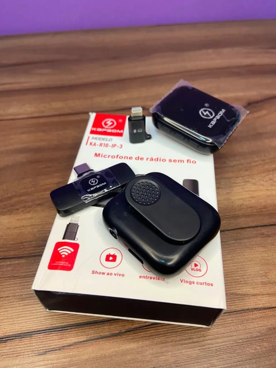 Microfone de Lapela sem Fio Ka-R10-Ip-3 Kapbom