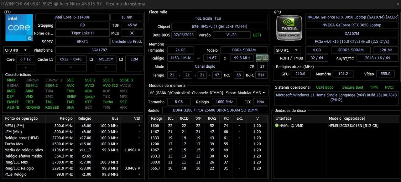 Notebook Acer nitro 5 (24ram 512ssd) - Foto 5