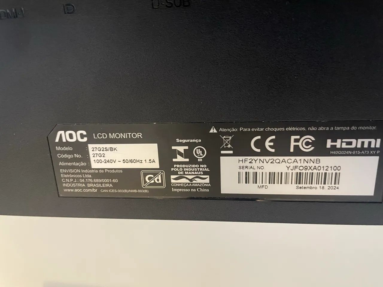 Monitor OAC 27 Polegadas 27G2S/BK 165hz - Foto 3