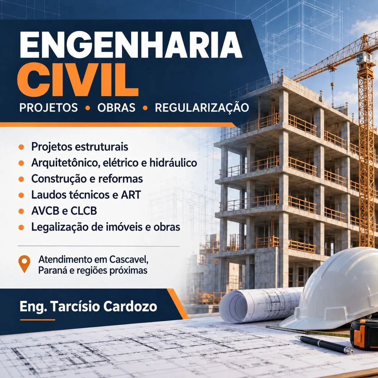 Engenheiro Civil - Projetos, Obras, Laudos e Regularização