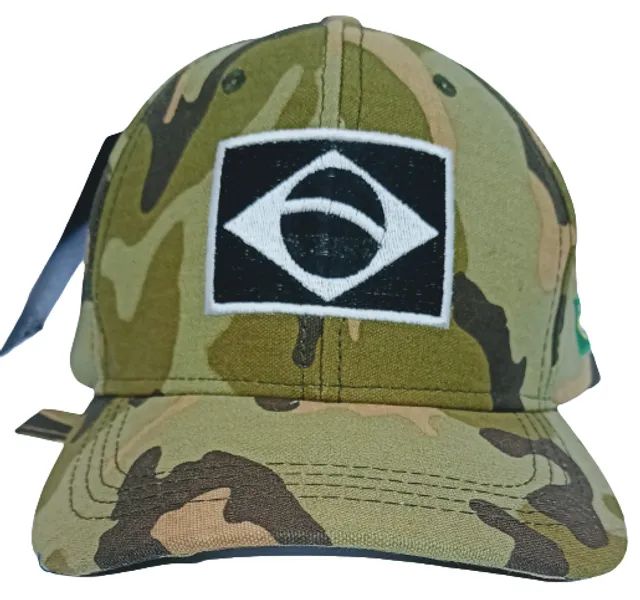 Boné Beisebol Camuflado c Bordado da  Bandeira 