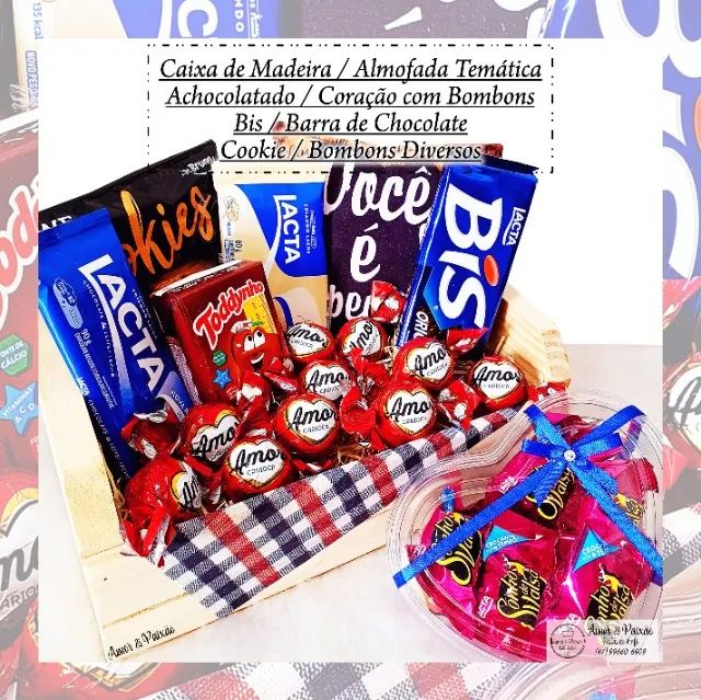 Caixa de Madeira com Chocolates e Almofada - Foto 3