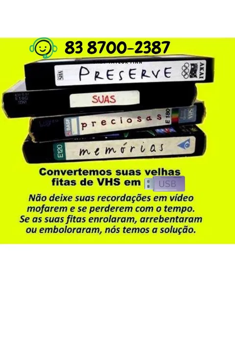Conversão de fitas VHS,VHS-C,mini DV....