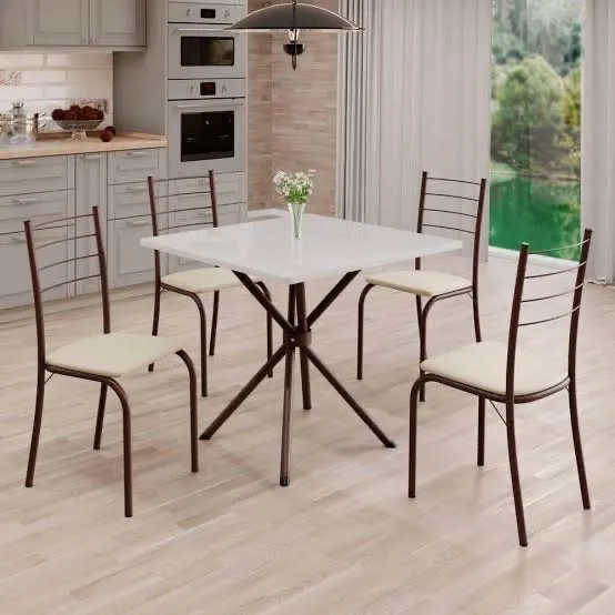 Mesa 4 cadeiras 75X75 Marrom off white - ENTREGA HOJE !!!