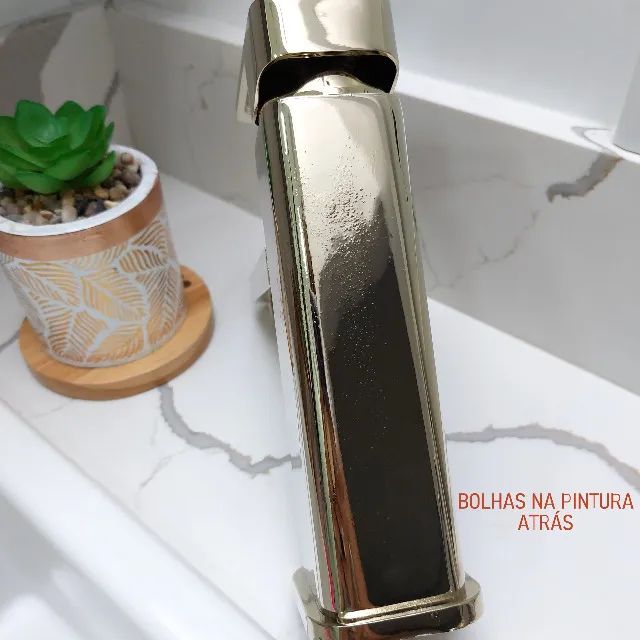 NOVA | Torneira Monocomando Banheiro Dourada Metal Avaria Estética - Fazemos Entrega - Foto 5
